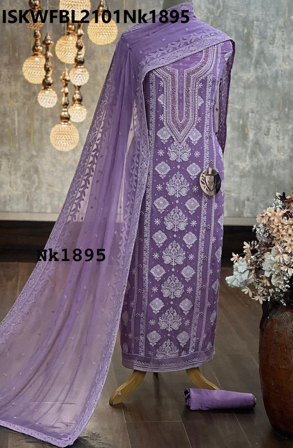 Embroidered Georgette Kurti With Shantoon Bottom And Chiffon Dupatta-ISKWFBL2101Nk1895