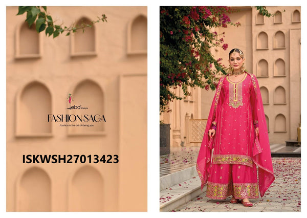 Embroidered Chinon Kurti With Sharara And Dupatta-ISKWSH27013423