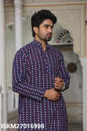 Men's Bagru Hand Block Printed Cotton Kurta With Pajama-ISKM27016998