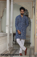 Men's Bagru Hand Block Printed Cotton Kurta With Pajama-ISKM27016999