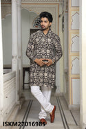 Men's Bagru Hand Block Printed Cotton Kurta With Pajama-ISKM27016985