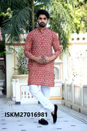 Men's Bagru Hand Block Printed Cotton Kurta With Pajama-ISKM27016981