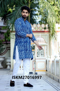 Men's Bagru Hand Block Printed Cotton Kurta With Pajama-ISKM27016997