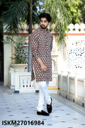 Men's Bagru Hand Block Printed Cotton Kurta With Pajama-ISKM27016984