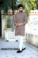 Men's Bagru Hand Block Printed Cotton Kurta With Pajama-ISKM27016984