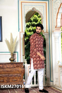 Men's Bagru Hand Block Printed Cotton Kurta With Pajama-ISKM27016982