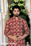 Men's Bagru Hand Block Printed Cotton Kurta With Pajama-ISKM27016982