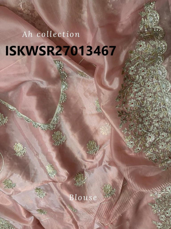 Embroidered Organza Satin Silk Saree With Blouse-ISKWSR27013467