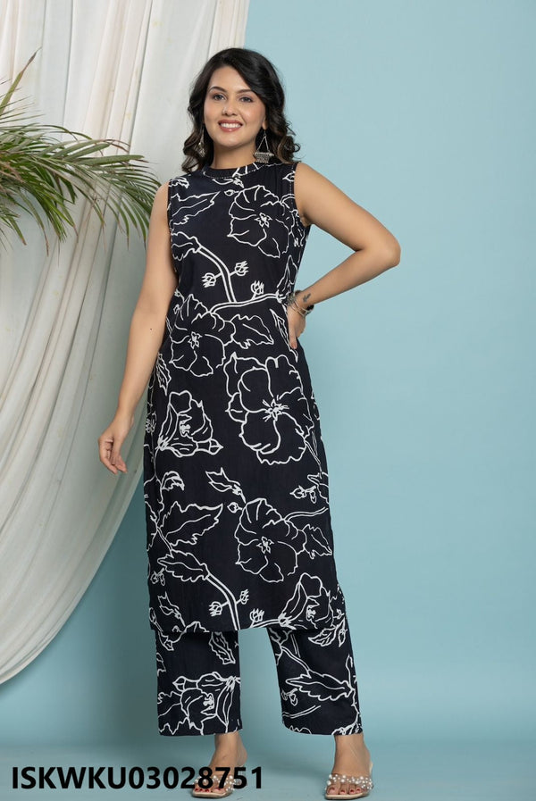 Printed Cotton Kurti With Pant-ISKWKU03028751