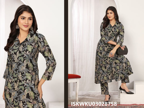 Printed Chanderi Kurti With Pant-ISKWKU03028758