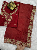 Embroidered Mysore Cotton Saree With Blouse-ISKWSR03024216