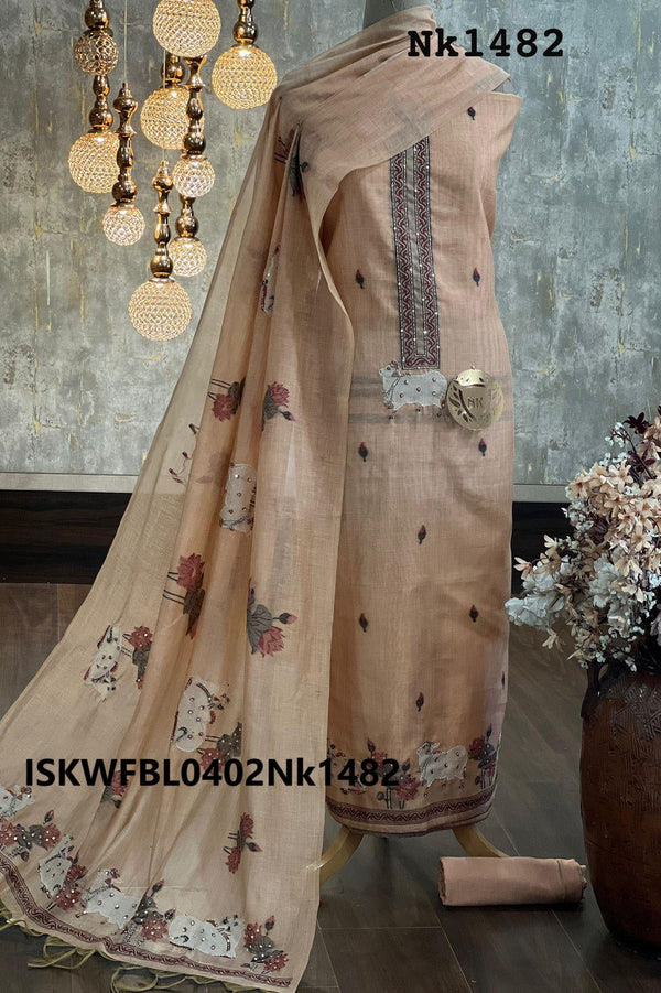 Cotton Silk Kurti With Bottom And Jamdani Weaved Dupatta-ISKWFBL0402Nk1482