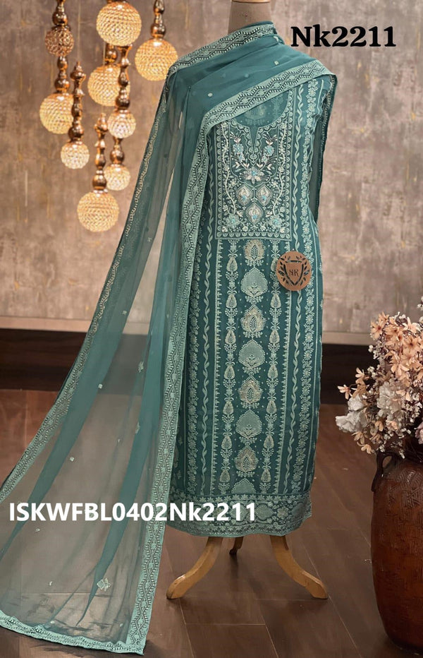 Embroidered Georgette Kurti With Shantoon Bottom And Chiffon Dupatta-ISKWFBL0402Nk2211