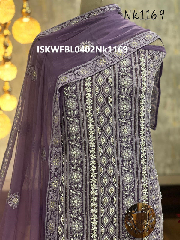 Embroidred Georgette Kurti With Shantoon Bottom And Chiffon Dupatta-ISKWFBL0402Nk1169