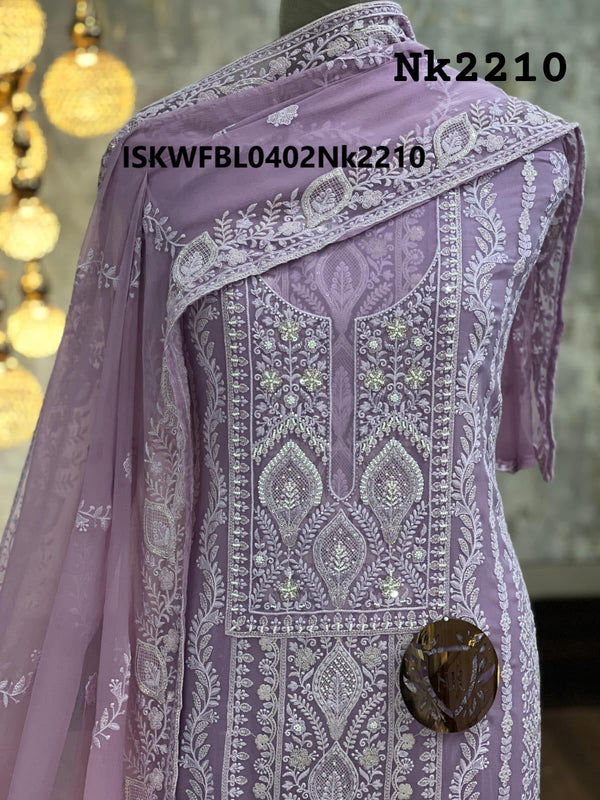 Embroidered Georgette Kurti With Shantoon Bottom And Chiffon Dupatta-ISKWFBL0402Nk2210