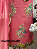 Embroidered Organza Striped Kurti With Bottom And Dupatta-ISKWFBL0402Nk2231