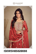 Embroidered Chinon Kurti With Sharara And Dupatta-ISKWSH05020088