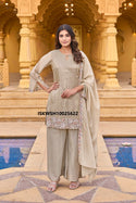 Embroidered Shimmer Kurti With Sharara And Dupatta-ISKWSH10025622