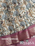 Digital Printed Silk Saree With Contrast Blouse-ISKWSR1102W5246