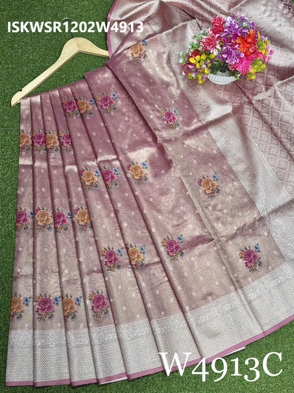 Zari Weaved Tissue Saree With Blouse-ISKWSR1202W4913