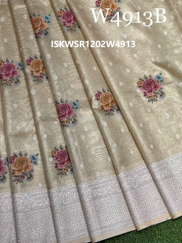 Zari Weaved Tissue Saree With Blouse-ISKWSR1202W4913