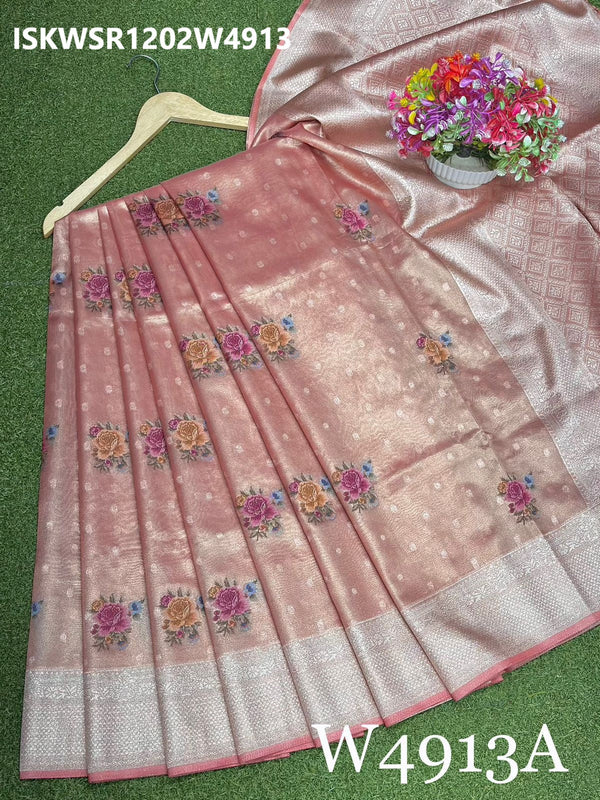 Zari Weaved Tissue Saree With Blouse-ISKWSR1202W4913