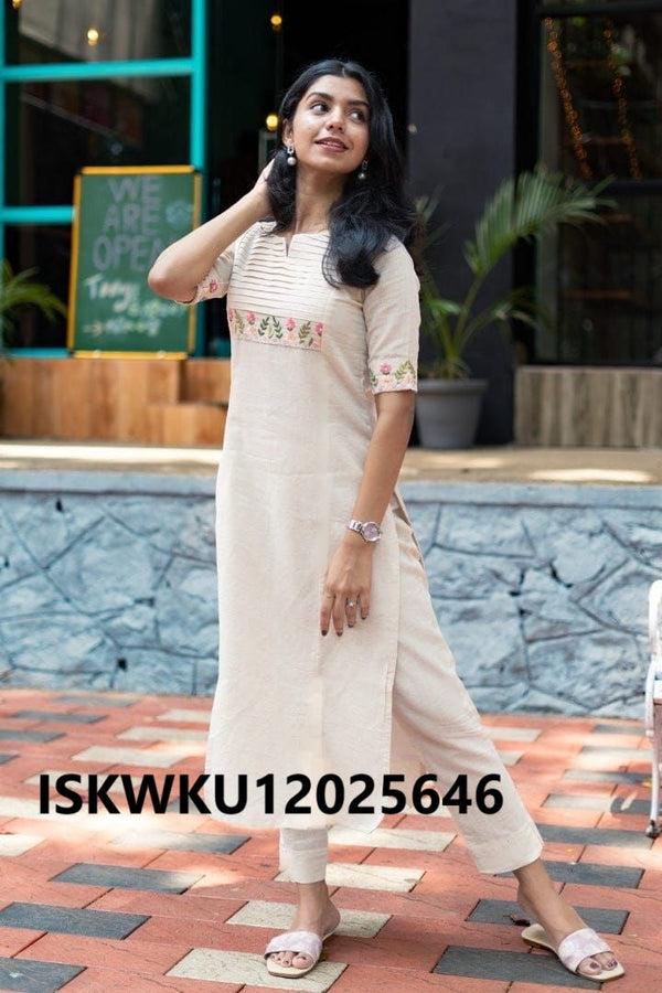 Embroidered Cotton Kurti With Pant-ISKWKU12025646