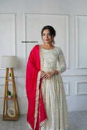 Embroidered Georgette Anarkali With Dupatta-ISKWAN12028714