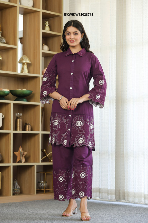 Embroidered Cotton Co-Ord Set-ISKWIDW12028715