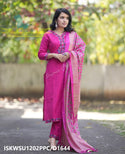 Handloom Cotton Kurti With Pant And Banarasi Printed Khadi Silk Dupatta-ISKWSU1202PPC/D1644