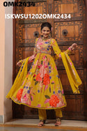 Digital Floral Printed Viscose Crepe Anarkali Kurti With Pant And Crepe Pant And Chinon Dupatta-ISKWSU1202OMK2434