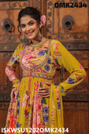 Digital Floral Printed Viscose Crepe Anarkali Kurti With Pant And Crepe Pant And Chinon Dupatta-ISKWSU1202OMK2434