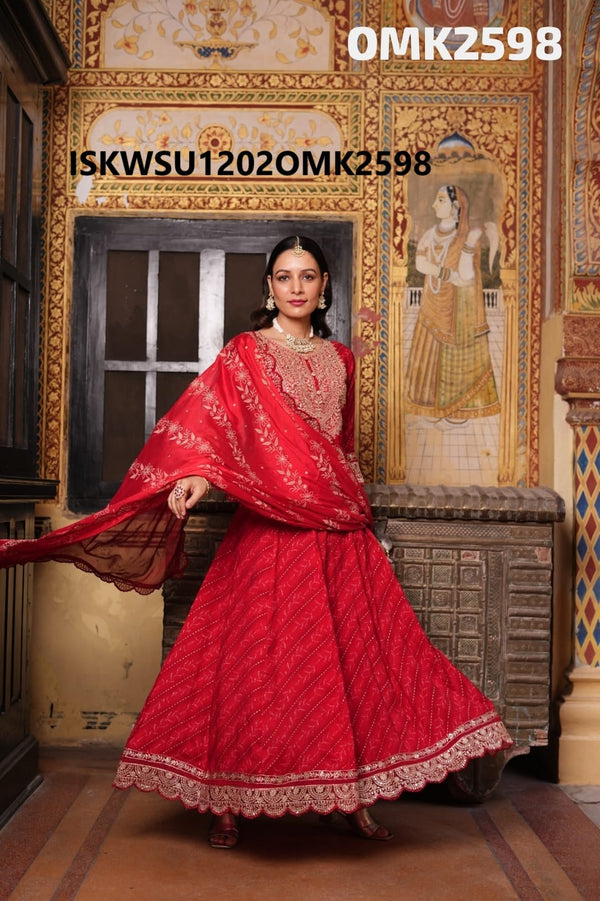 Digital Printed Maslin Anarkali Kurti With Pant And Chinon Dupatta-ISKWSU1202OMK2598