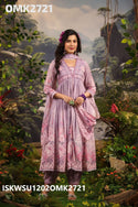 Digital Floral Printed Malmal Cotton Anarkali Kurti With Pant And Dupatta-ISKWSU1202OMK2721