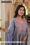 Embroidered Cotton Kaftan Kurti With Pant-ISKWIDW1202OMK3023