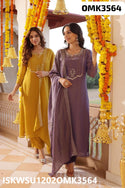 Embroidered Shimmer Kurti With Shantoon Pant And Dupatta-ISKWSU1202OMK3564