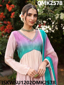 Sequined Ombre Crepe Kurti With Pant And Dupatta-ISKWSU1202OMK2578