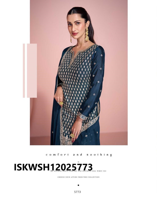 Embroidered Chinon Silk Kurti With Sharara And Dupatta-ISKWSH12025773