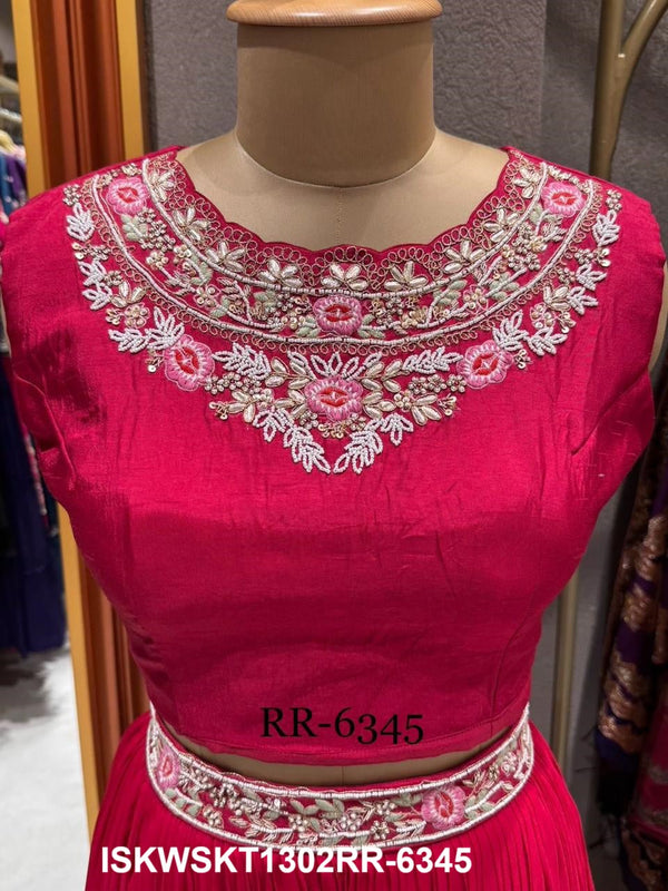 Embroidered Dola Silk Skirt With Georgette Skirt And Organza Cape-ISKWSKT1302RR-6345