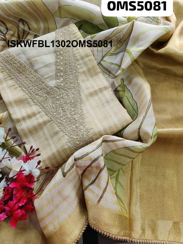 Embroidered Silk Kurti With Shantoon Bottom And Digital Printed Banarasi Dupatta-ISKWFBL1302OMS5081