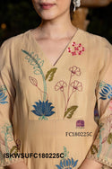 Embroidered Malmal Chanderi Flared Kurti With Silk Pant And Dupatta-ISKWSUFC180225C/FC180225B