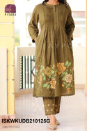 Embroidered Malmal Cotton Kurti With Pant-ISKWKUDB210125G