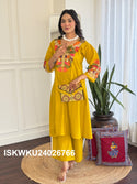 Embroidered Cotton Kurti With Palazzo-ISKWKU24026766