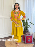 Embroidered Cotton Kurti With Palazzo-ISKWKU24026766