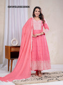 Embroidered Cotton Anarkali Kurti With Pant And Dupatta-ISKWSU05038906