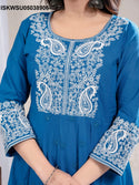 Embroidered Cotton Anarkali Kurti With Pant And Dupatta-ISKWSU05038906