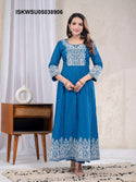 Embroidered Cotton Anarkali Kurti With Pant And Dupatta-ISKWSU05038906