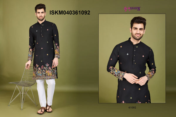 Men's Embroidered Cotton Kurta-ISKM040361091/61092/61093/61094/61095