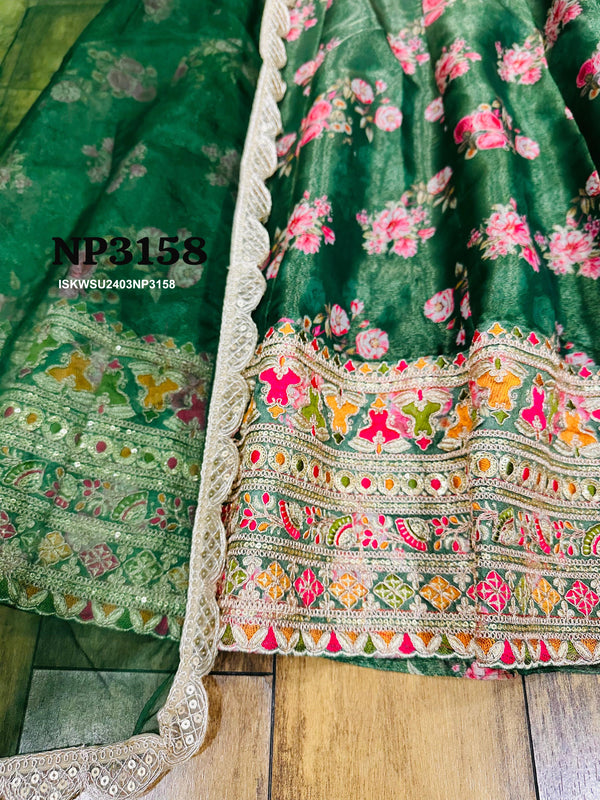 Digital Printed Tissue Organza Anarkali Kurti With Silk Pant And Dupatta-ISKWSU2403NP3158