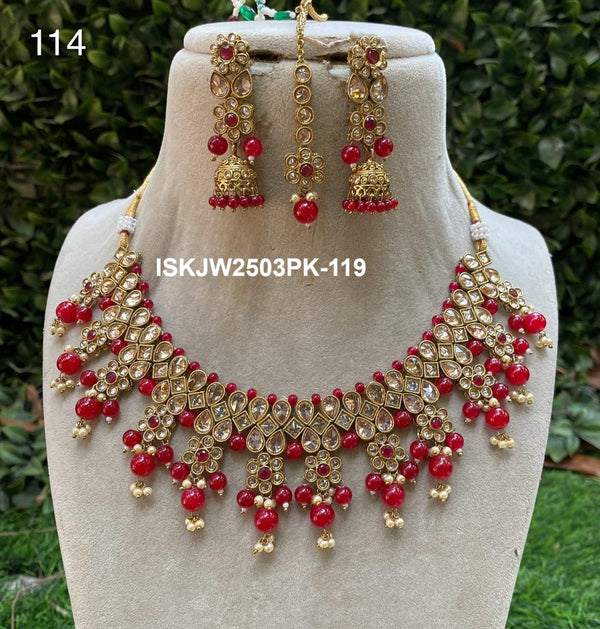 Kundan Necklace Set-ISKJW2503PK-114